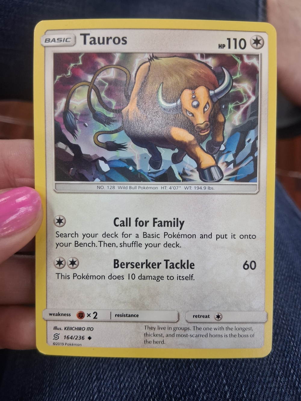 Pokemon Tauros Trading Card Yellow Border